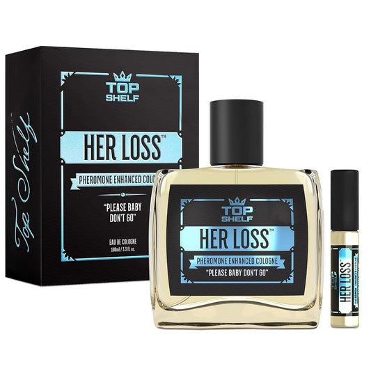 GEBUTP Her Loss bottle closeup highlighting premium scent layers for everyday confidence.