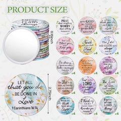Geelin flower bible-verse compact mirror with vibrant design and verses.