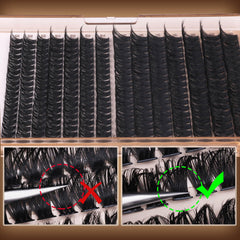 Geeneiya 80D+100D volume cluster lashes closeup showing fluffy density