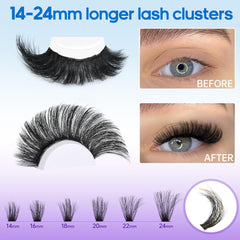 Geeneiya cluster lashes with 60-80 roots for dense volume.