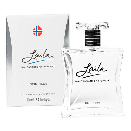 Geir Ness Laila bottle front shows a timeless floral fragrance for daily wear.