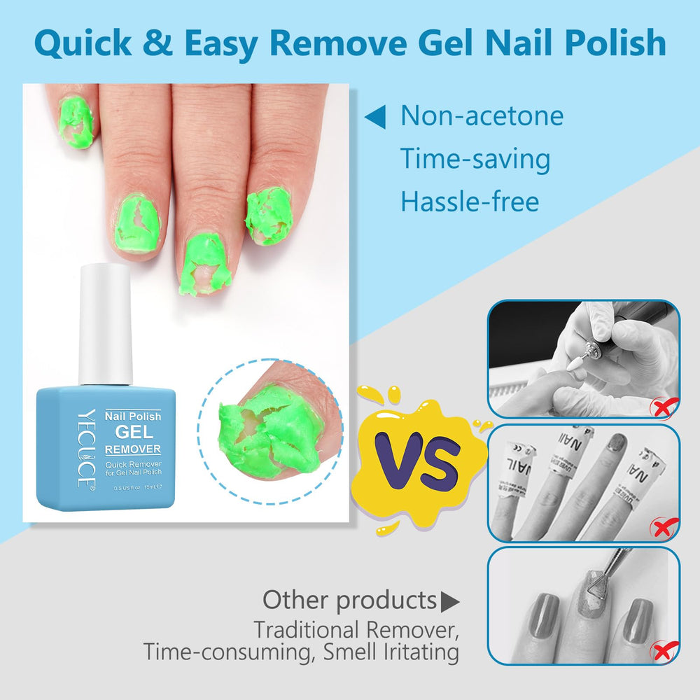 Gel Polish Remover 3-Pack applying step highlights brush-on application.
