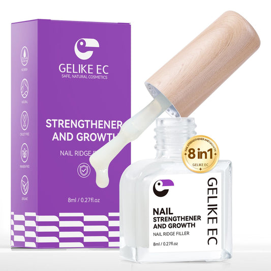 Gelike ec nail ridge filler bottle demonstrating smoothing and even nails