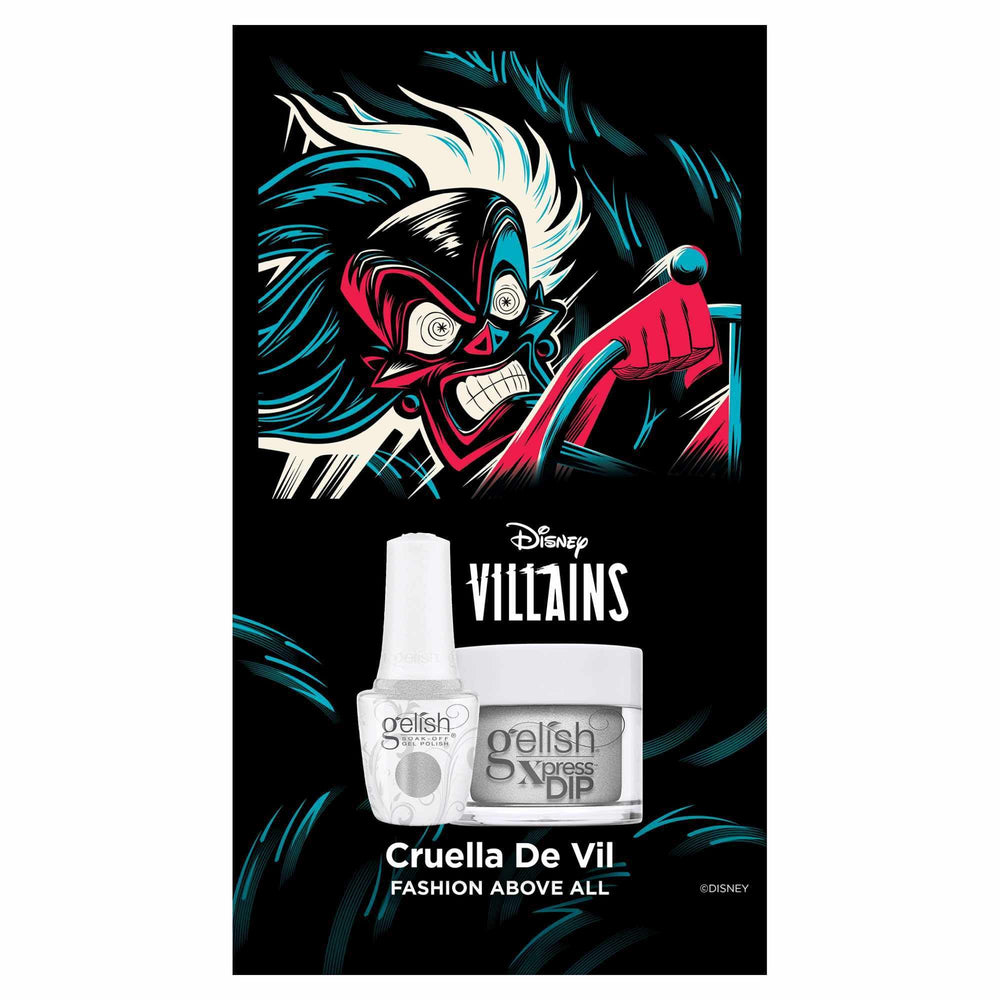 Gelish Fashion Above All Disney Villains Silver Metallic finish on nails offers chic, streak-free style