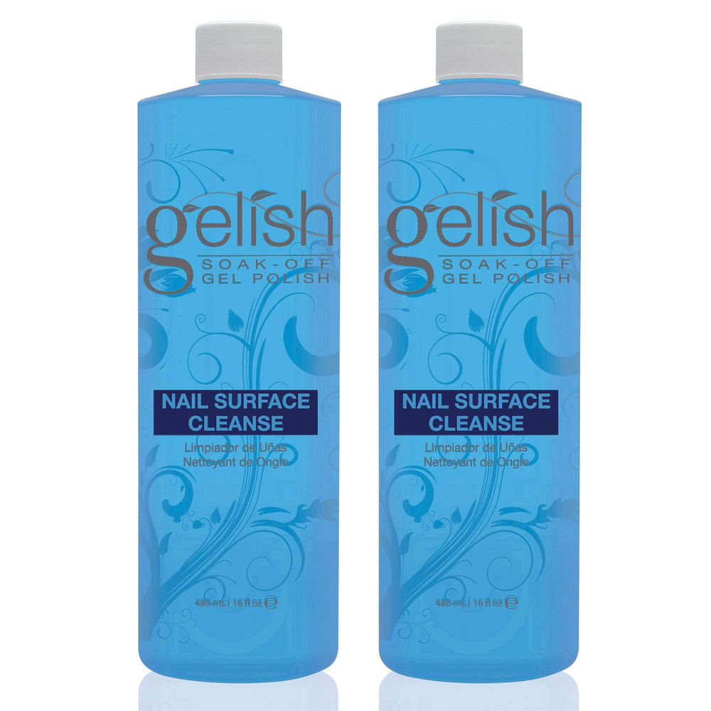 Gelish nail cleanser bottle with pour spout for precise surface prep.
