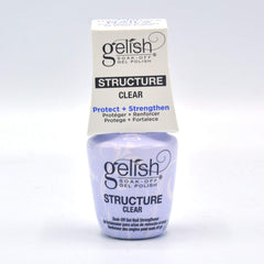 Gelish Structure Gel Clear bottle for durable nail sculpting with soak-off removal.