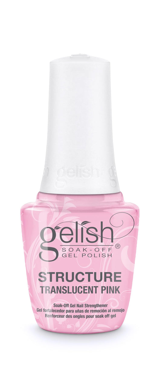 Gelish Structure Gel translucent pink bottle showing color and strength for sculpting nails.