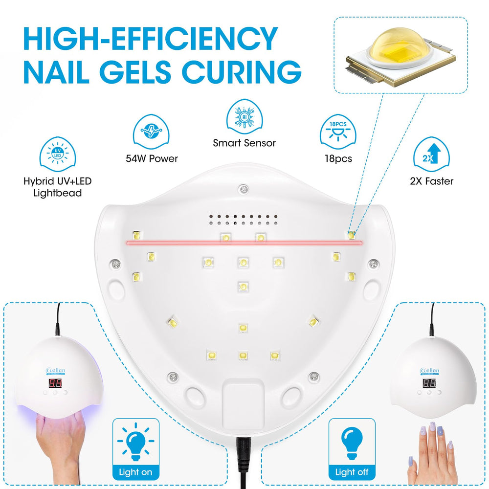 GELLEN 54W nail lamp interior space for full-hand curing.
