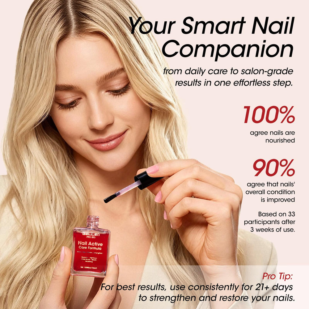 GELLEN Active Glow nourishes nails with hexanal and oils for healthy-looking results.