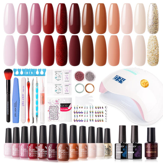 GELLEN gel nail polish kit box contents for easy at‑home manicure options
