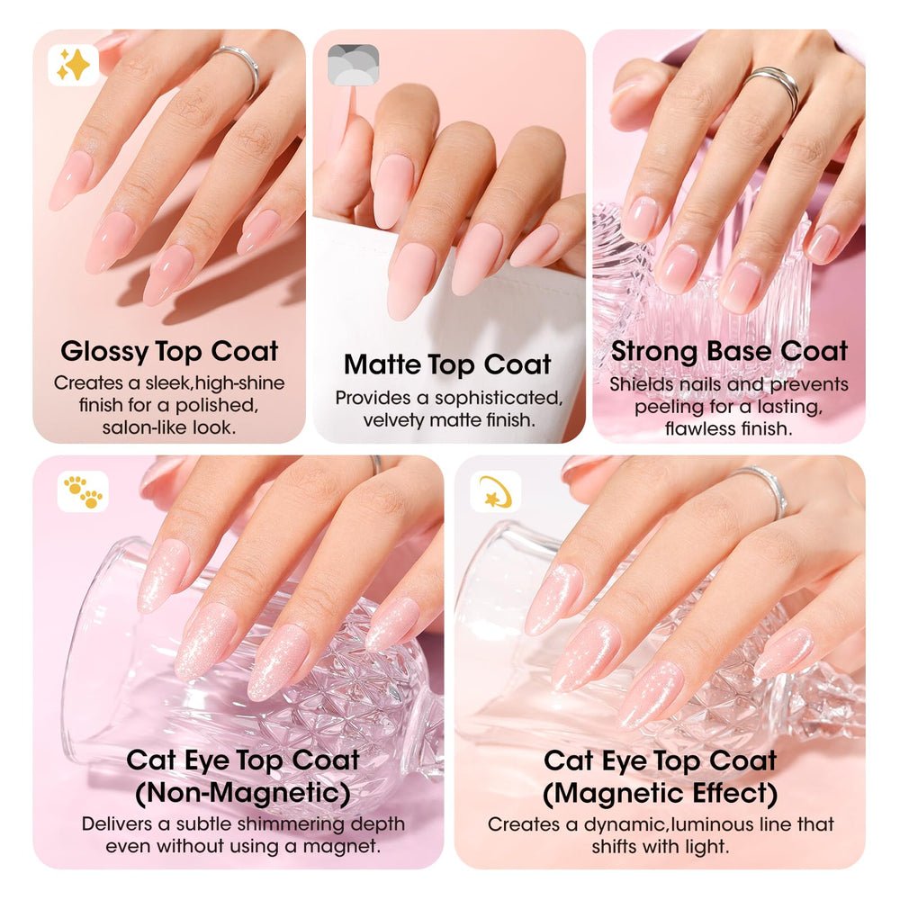 GELLEN glossy top coat adds high-shine finish.