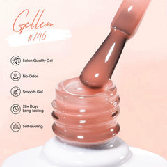GELLEN nude 754 shade complements bare nails with chic neutrality.