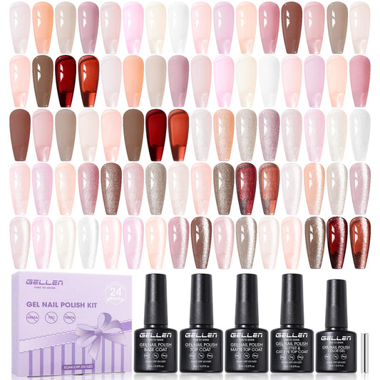 GELLEN Nude Gel Polish Set with 20 shades for versatile daily wear.
