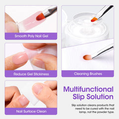 GELLEN polygel extension smoothing for bubble-free nails.
