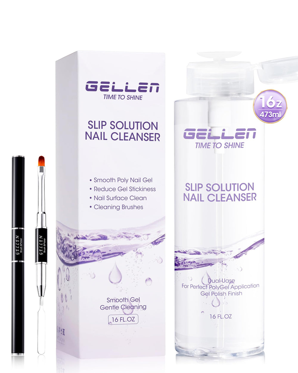 GELLEN slip solution in a pump bottle for smooth polygel extensions.