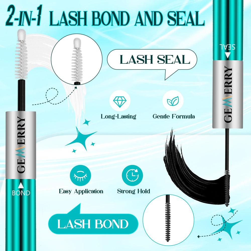 GEMERRY lash bond and seal 2-in-1 bottle emphasizes quick-dry hold