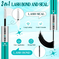 GEMERRY lash bond and seal 2-in-1 bottle emphasizes quick-dry hold