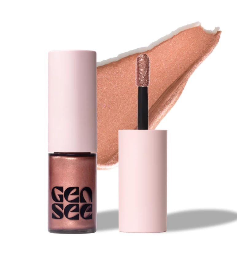 Gen See Mixed Media Metallic Liquid Eyeshadow in HOLLYWOOD delivers a molten-metal finish with long-lasting shine.