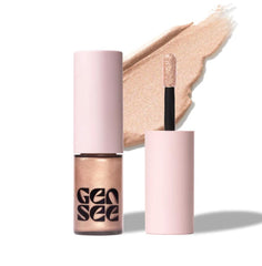 Gen See Moonlight eyeshadow swatch shows champagne metallic finish for glowing lids.