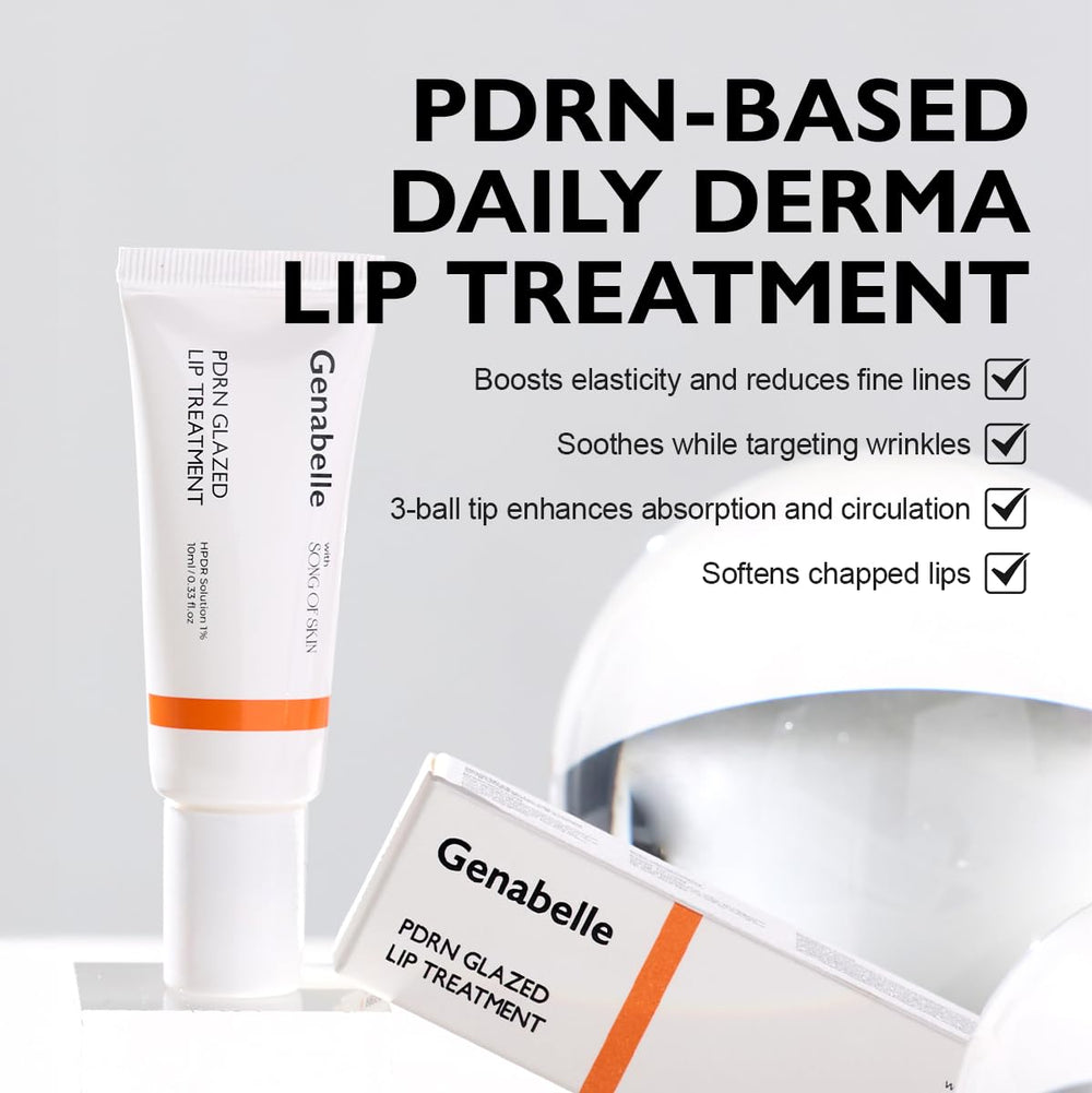 Genabelle PDRN Glazed Lip Treatment three-metal-ball applicator delivering cooling lip care
