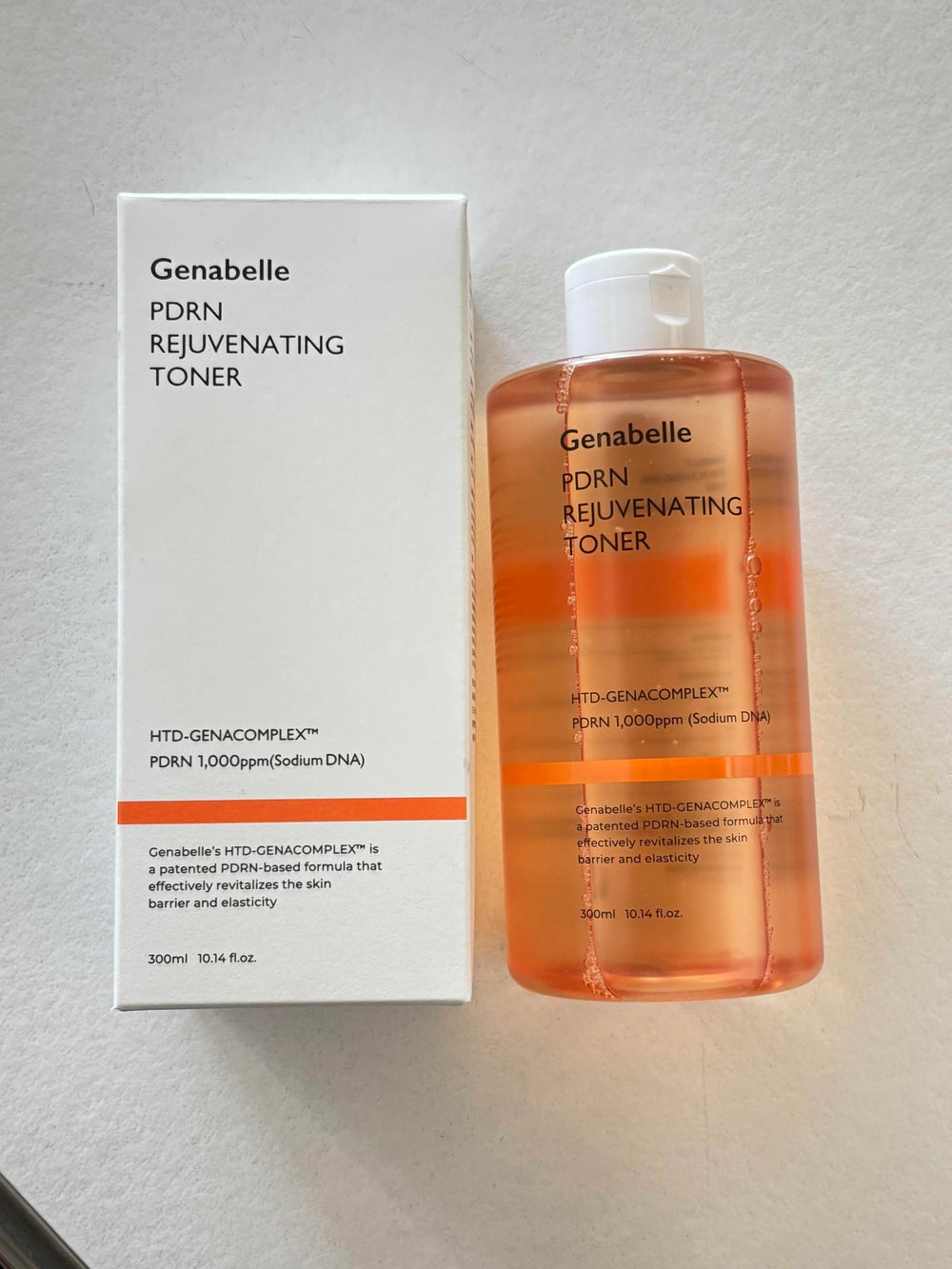 Genabelle PDRN Rejuvenating Toner packaging designed for glass-skin look.