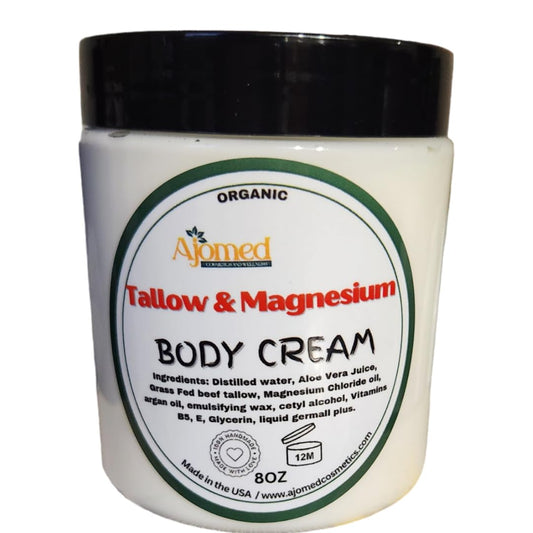 Generic Beef Tallow Magnesium Body Butter packaging highlights natural ingredients for nourished skin.