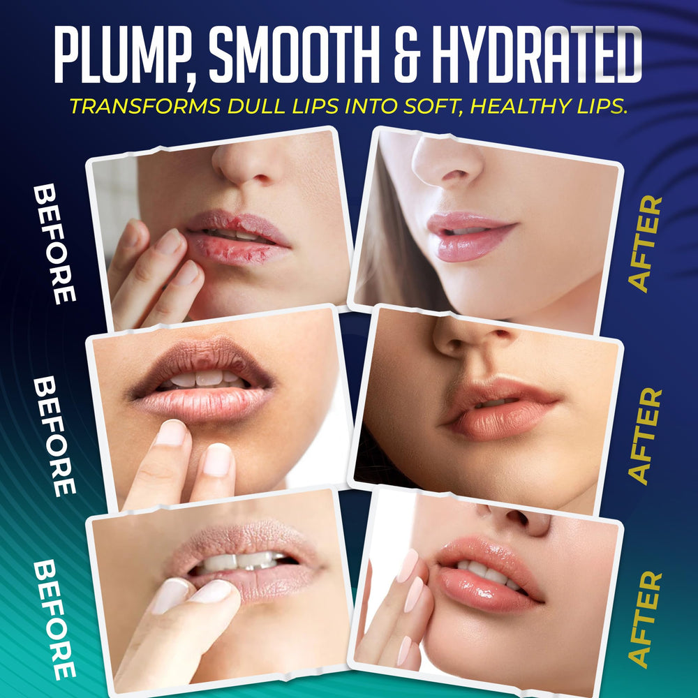 Generic collagen lip mask apply closeup demonstrates hydration and smooth texture.