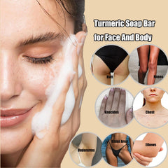 Exfoliating side of Generic lemon turmeric kojic soap promotes smoother skin.