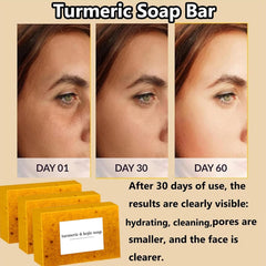Packaging of Generic lemon turmeric kojic soap showing a 3-bar bundle.