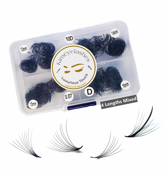 Generic premade volume fans 9-12mm; quick lash fills and consistent curl.