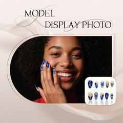 Generic press-on nails close-up: short almond shape and smooth finish.
