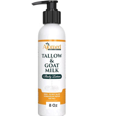 Generic Tallow Goat Milk Lotion unscented bottle promotes lasting hydration for sensitive skin.