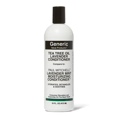 Generic Value Products Tea Tree Lavender Mint Conditioner bottle front, hydrates and detangles hair.