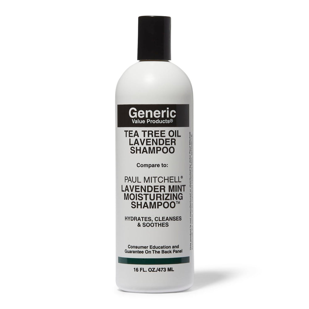 Generic Value Products tea tree shampoo bottle—invigorating lavender scent for a refreshed scalp.
