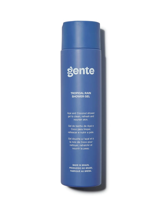 Gente Inc Tropical Rain Shower Gel bottle for refreshing daily cleanse with tropical scent.