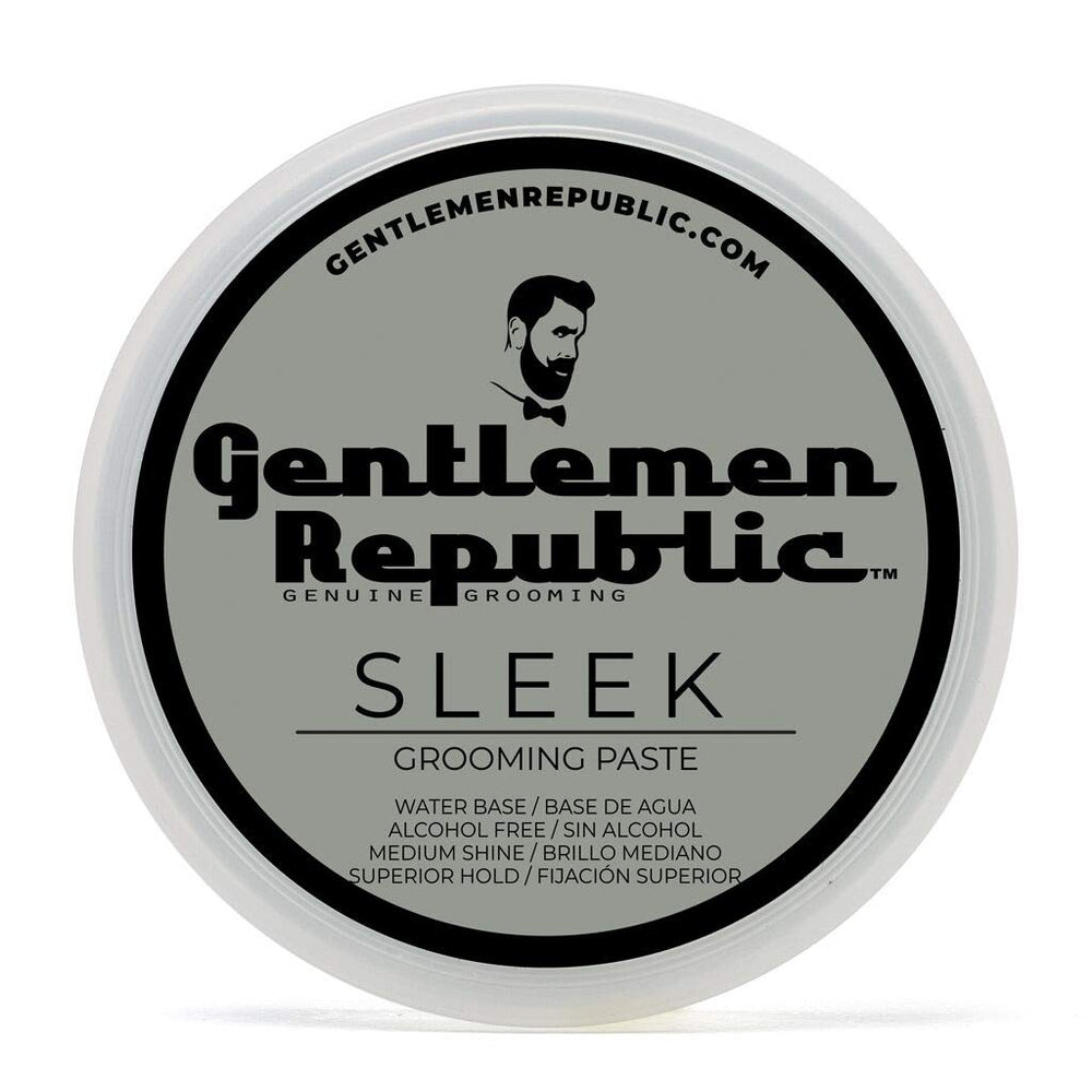 Gentlemen Republic Sleek Paste bottle front demonstrates a compact styling solution for daily wear