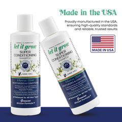 Genuine African Formula Let-It-Grow Shampoo label highlights botanical extracts
