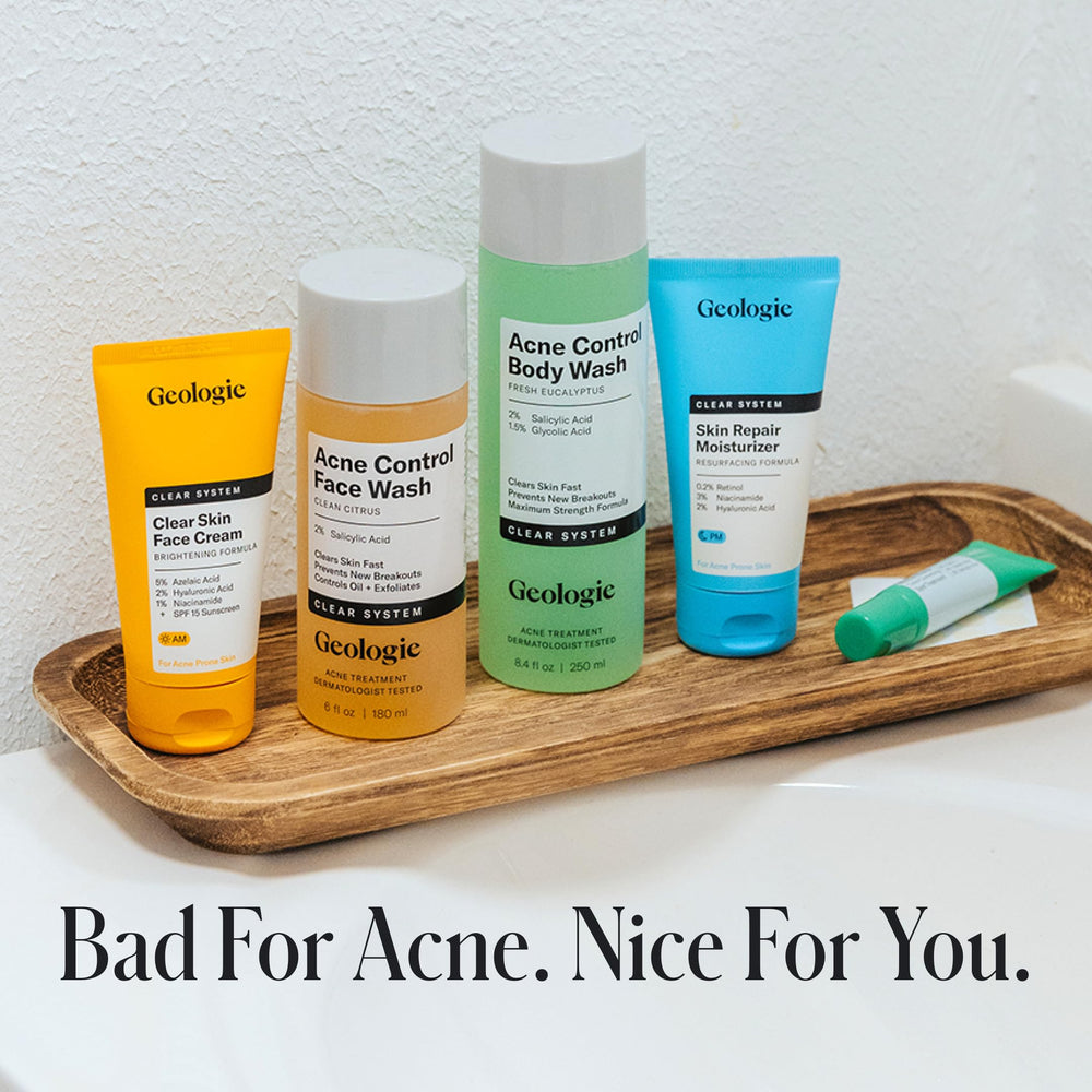 Geologie Clear System packaging showcases clinical-grade, dermatologist-tested formula