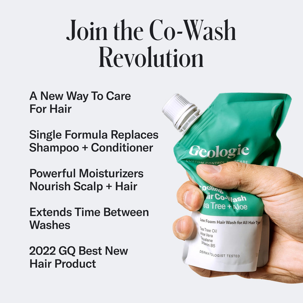 Geologie Cooling Co-Wash shows a refreshing menthol tingle on the scalp.