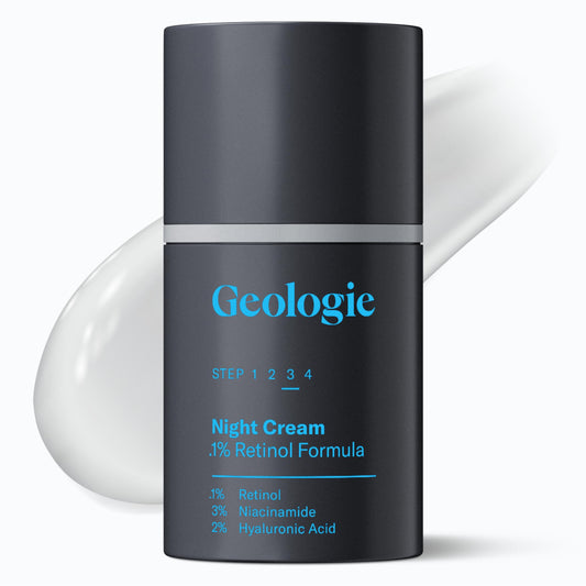 Geologie Retinol Night Cream tube close-up for sensitive skin use.