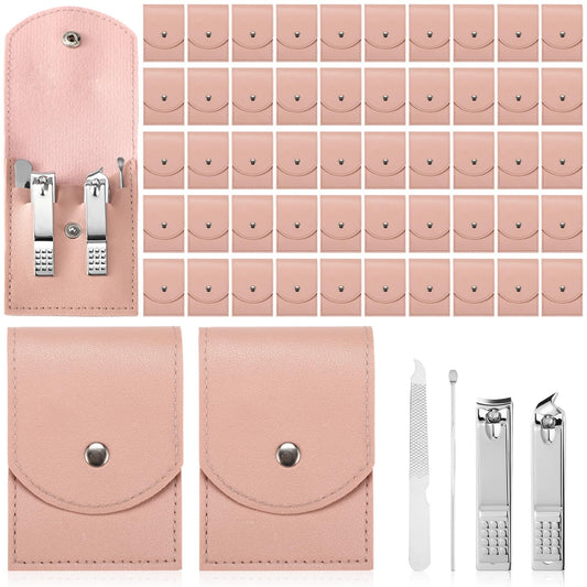 Geosar pink travel manicure kit case, portable grooming on the go.