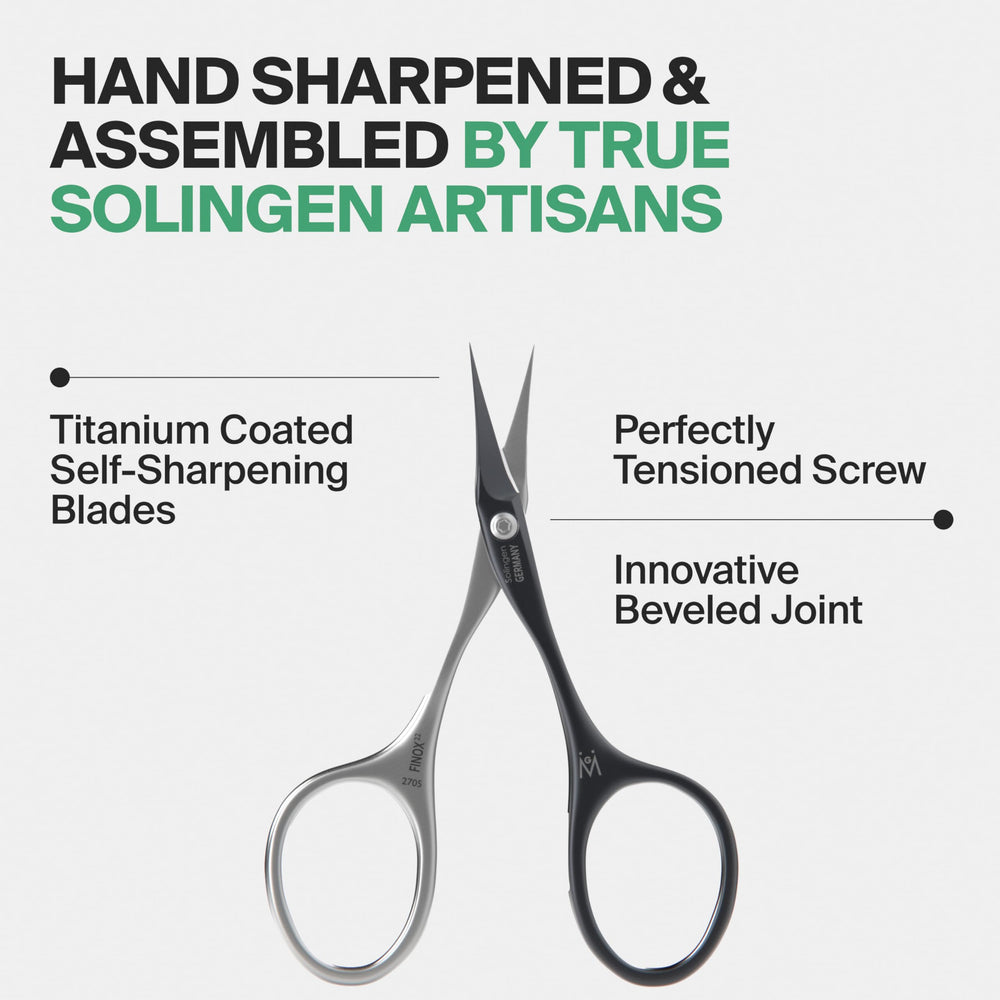 GERMANIKURE Self-sharpening titanium-coated blades on display for long-lasting sharpness.