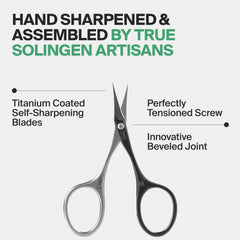 GERMANIKURE Self-sharpening titanium-coated blades on display for long-lasting sharpness.