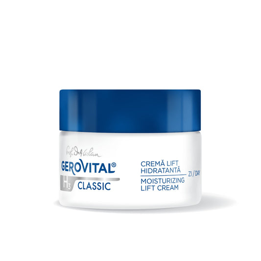 Gerovital Classic Moisturizing Lifting Cream bottle demonstrates deep hydration.