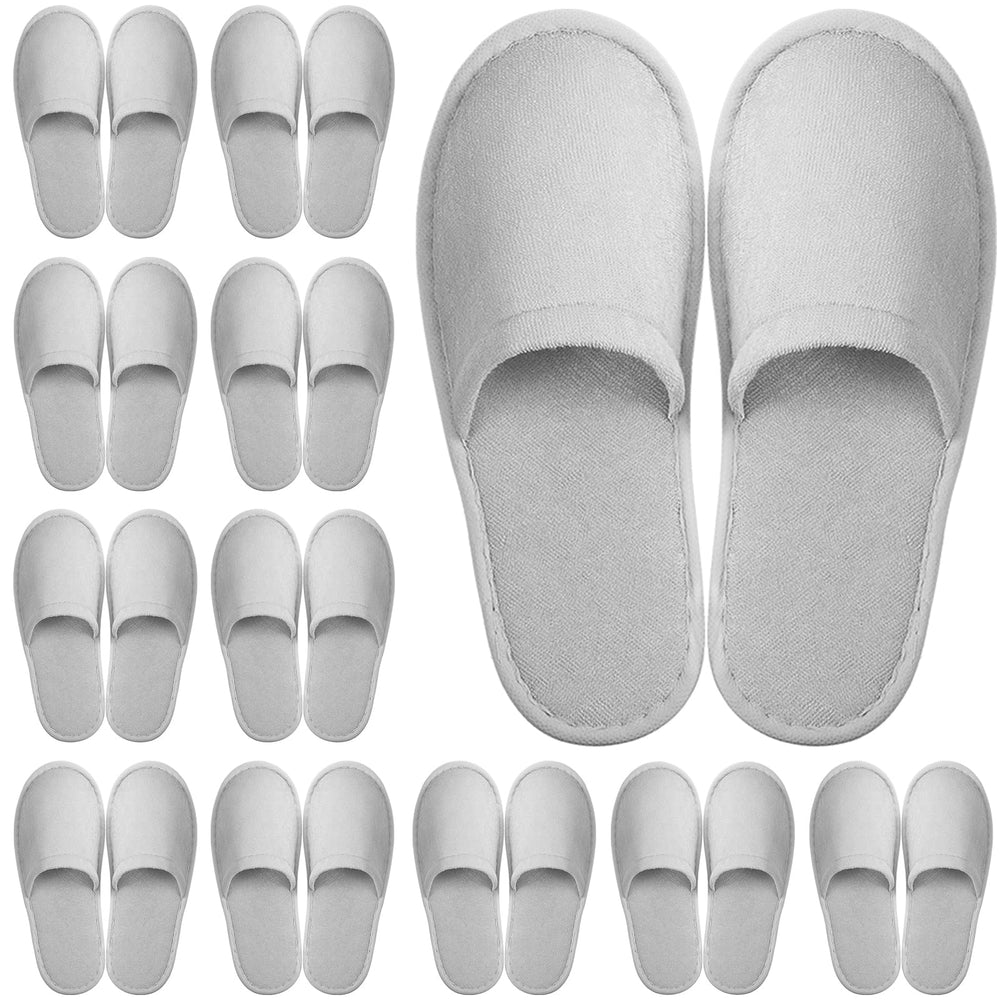 Geyoga 12-pair disposable slippers in light gray, ideal for shared hotel use.