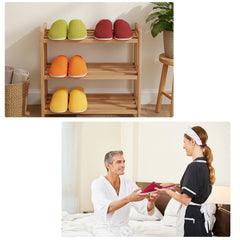 Geyoga size 30x12 cm slippers offer comfortable coverage for most guests.