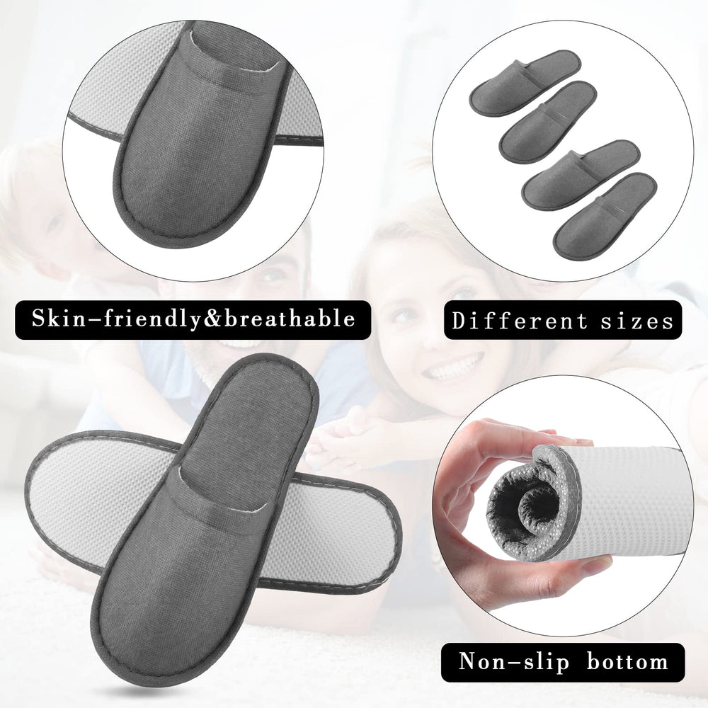 Individually wrapped packaging keeps slippers clean for travel or hotel guests.