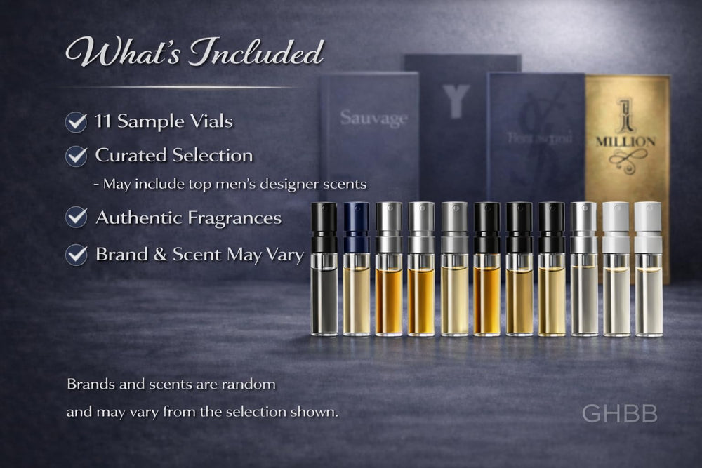 GHBB Cologne 11 sample vials side view travel-friendly sizes for trips