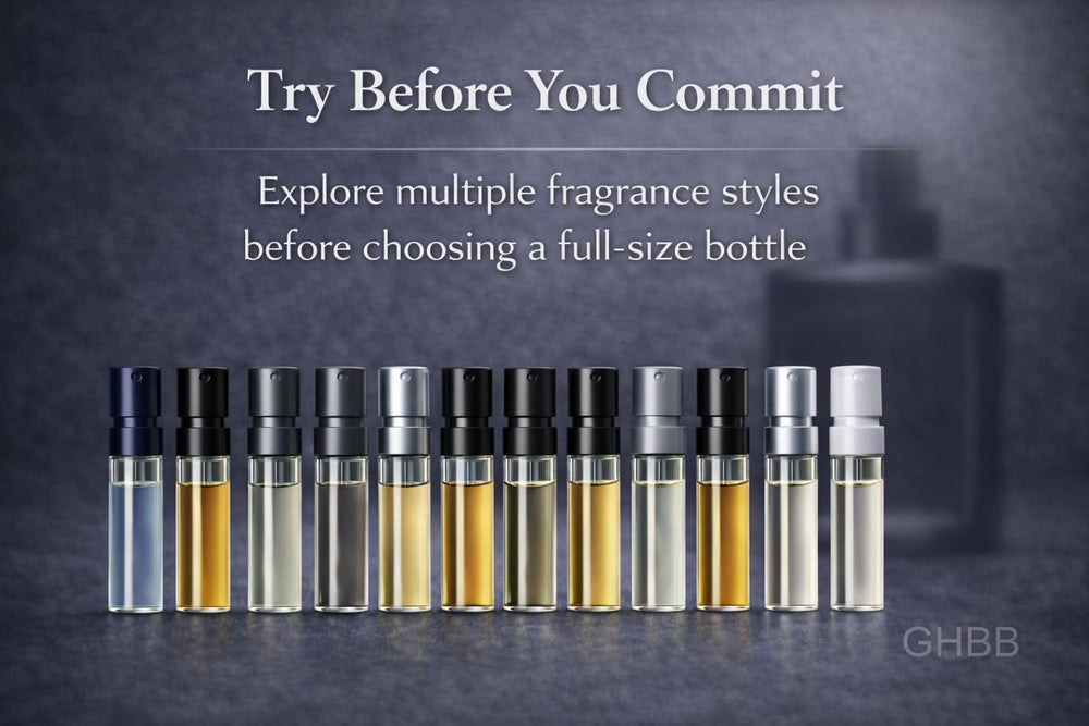 Label close-up on GHBB vials shows clear branding and notes.