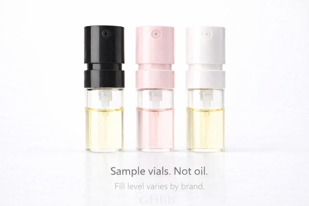 GHBB compact sample vials ideal for travel and gifting.